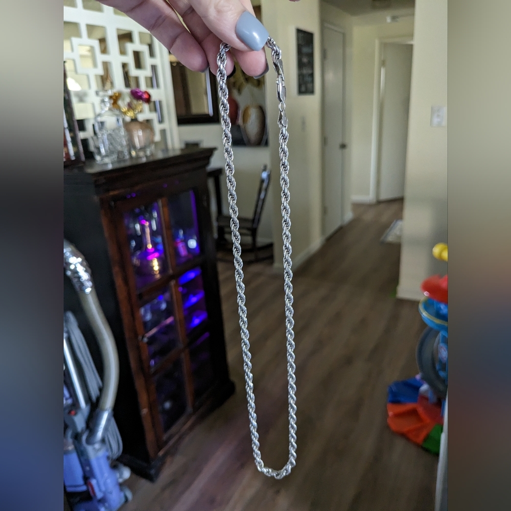 Men Silver Rope Necklace
